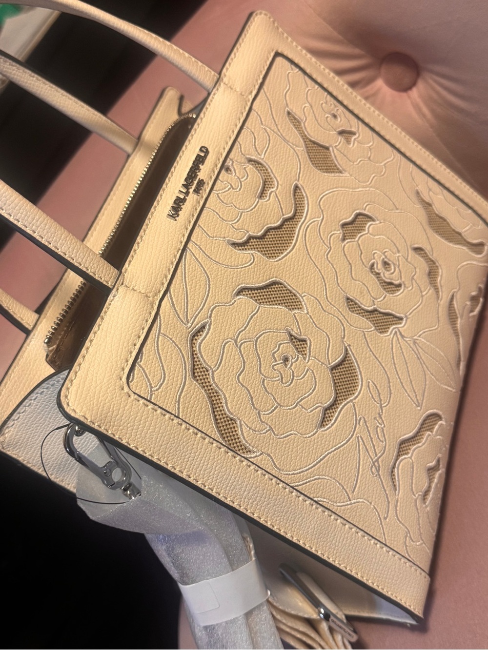 Karl lagerfeld Paris style L5JDC8BJ white medium floral handbag/purse - Picture 5 of 16